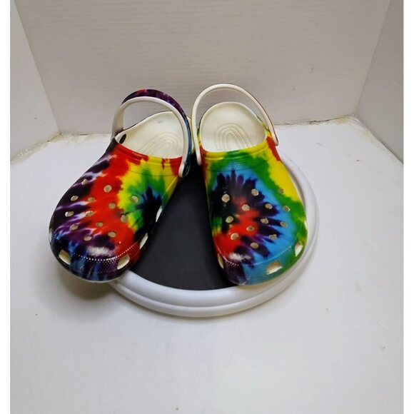 Tie-Dye Multicolor Crocs Clogs With Adjustable Strap  Size 9/11 - Picture 2 of 6